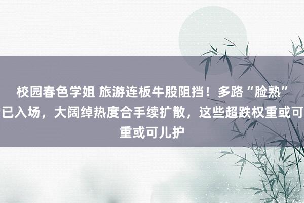 校园春色学姐 旅游连板牛股阻挡！多路“脸熟”游资已入场，大阔绰热度合手续扩散，这些超跌权重或可儿护