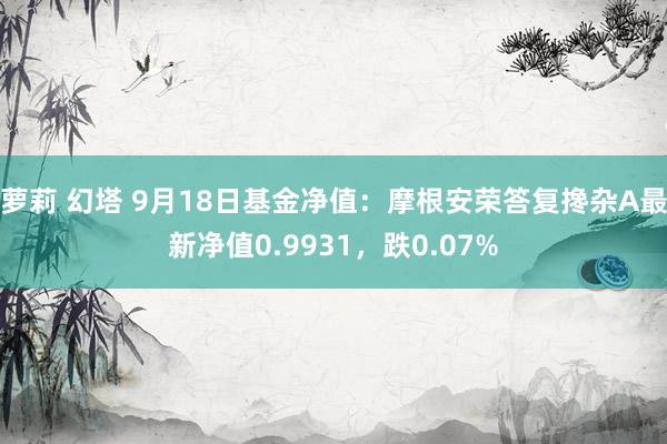 萝莉 幻塔 9月18日基金净值：摩根安荣答复搀杂A最新净值0.9931，跌0.07%