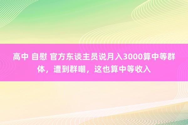 高中 自慰 官方东谈主员说月入3000算中等群体，遭到群嘲，这也算中等收入