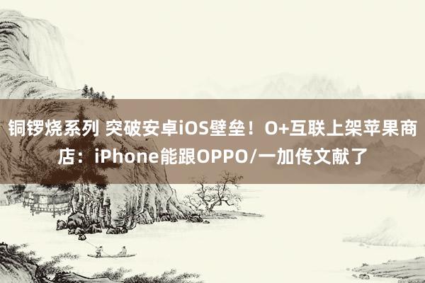 铜锣烧系列 突破安卓iOS壁垒！O+互联上架苹果商店：iPhone能跟OPPO/一加传文献了