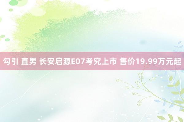 勾引 直男 长安启源E07考究上市 售价19.99万元起