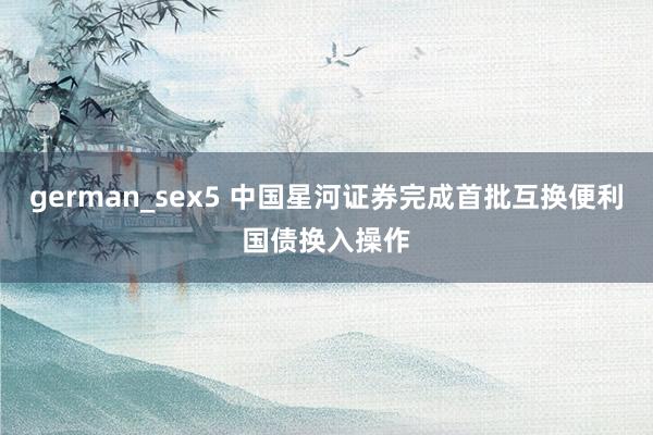 german_sex5 中国星河证券完成首批互换便利国债换入操作