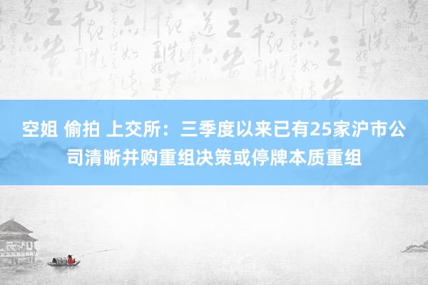 空姐 偷拍 上交所：三季度以来已有25家沪市公司清晰并购重组决策或停牌本质重组