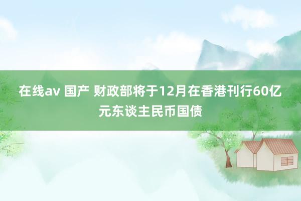 在线av 国产 财政部将于12月在香港刊行60亿元东谈主民币国债