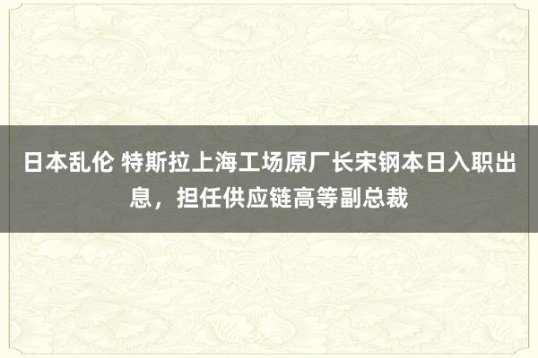 日本乱伦 特斯拉上海工场原厂长宋钢本日入职出息，担任供应链高等副总裁