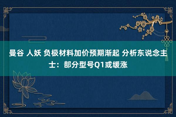 曼谷 人妖 负极材料加价预期渐起 分析东说念主士：部分型号Q1或缓涨