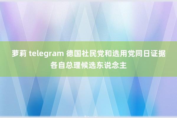 萝莉 telegram 德国社民党和选用党同日证据各自总理候选东说念主